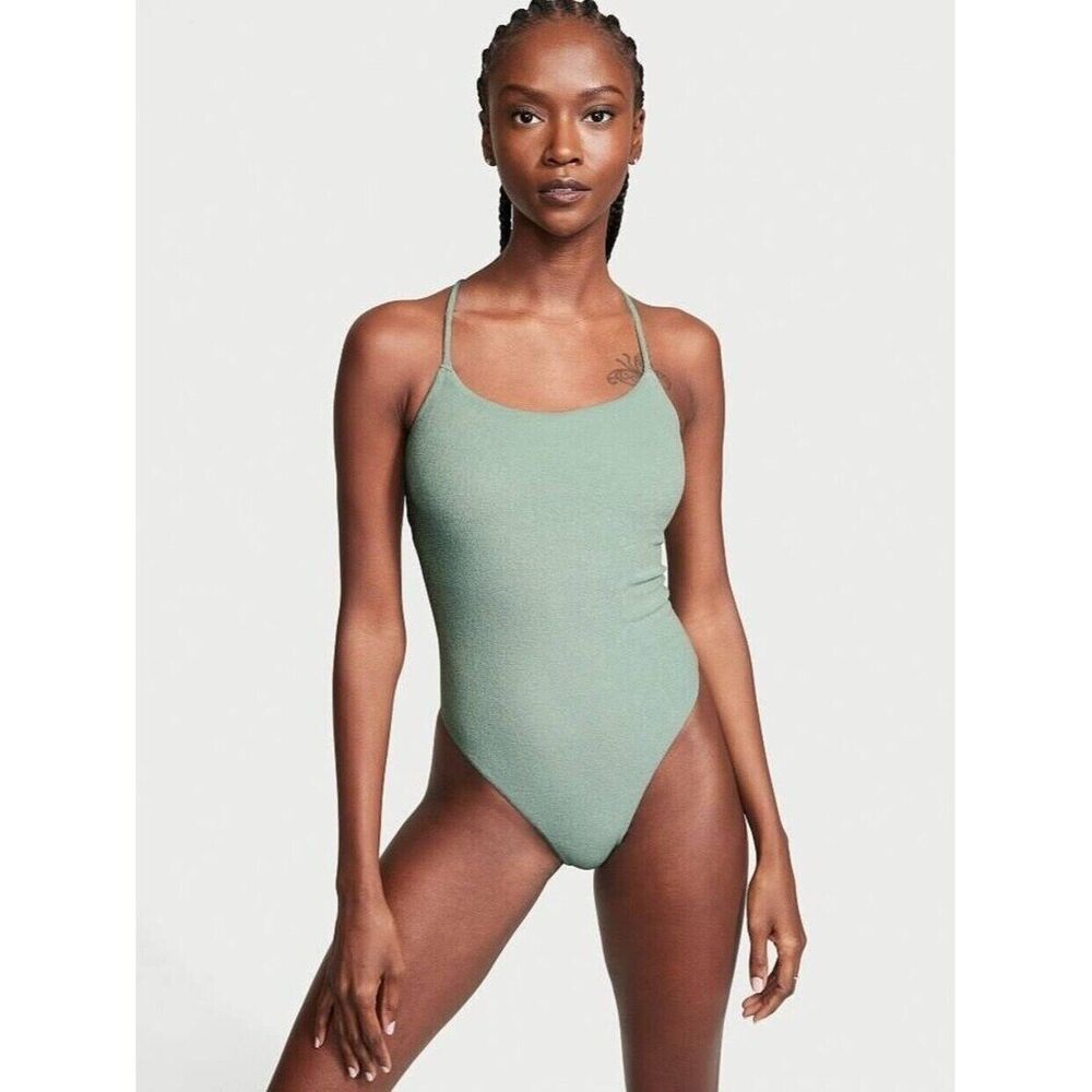VICTORIA'S SECRET GREEN TERRY CLOTH SWIMSUIT ONE-PIECE~NWT~LARGE~$64.95